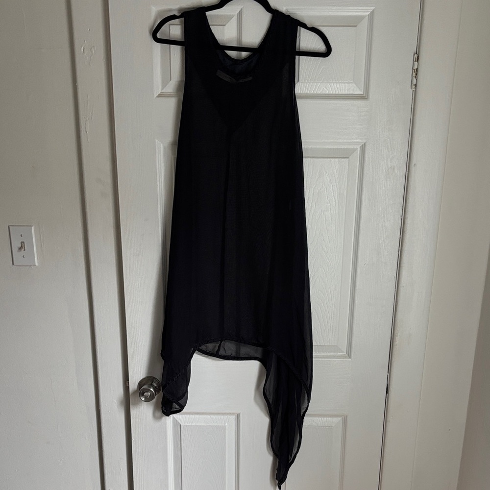 Sleeveless Black Asymmetrical Hem Dress